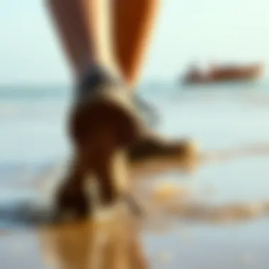 Water Shoes in Action at the Beach A stylish outdoor scene featuring water shoes in use at the beach