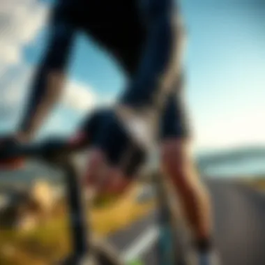 Cyclist wearing Adidas gloves on a scenic route