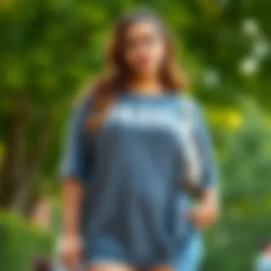 Comfortable fit of plus size tee on model