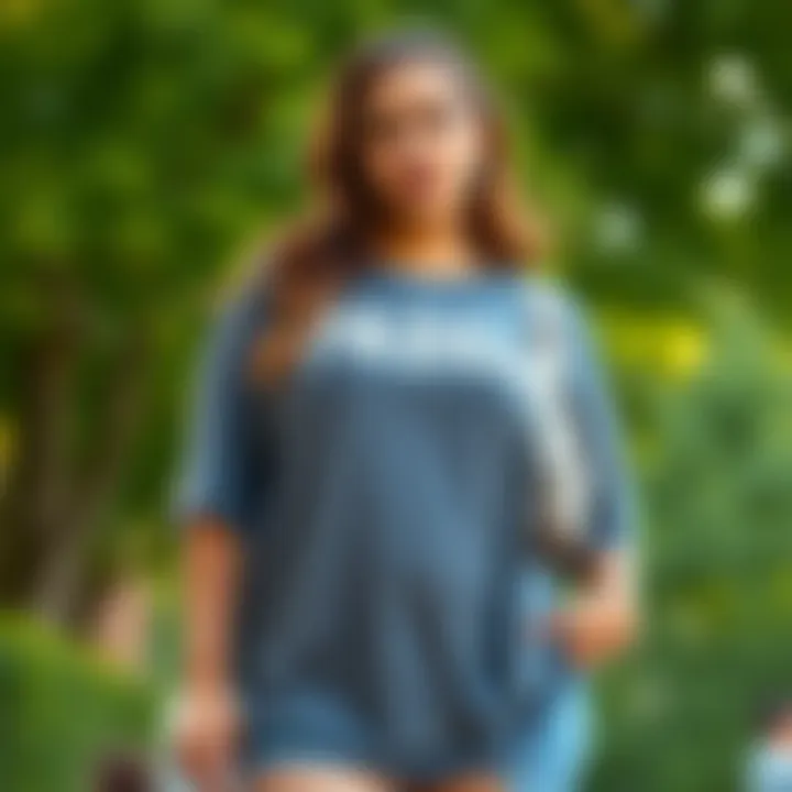 Comfortable fit of plus size tee on model