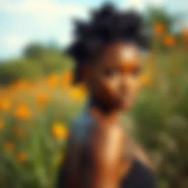 Afro Spring Twist in Nature A vibrant outdoor setting with a model flaunting the Afro Spring Twist hairstyle