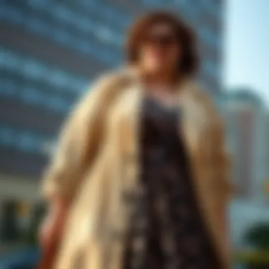 A stylish plus size outfit showcasing layering techniques