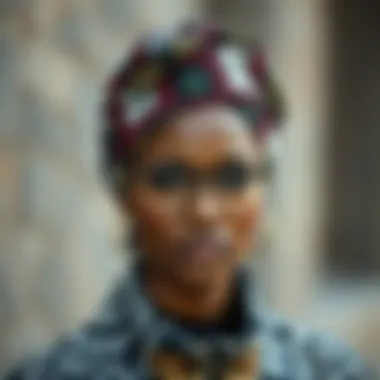 Intricate Patterns in Head Wrap Design Stylish head wrap adorned with intricate patterns