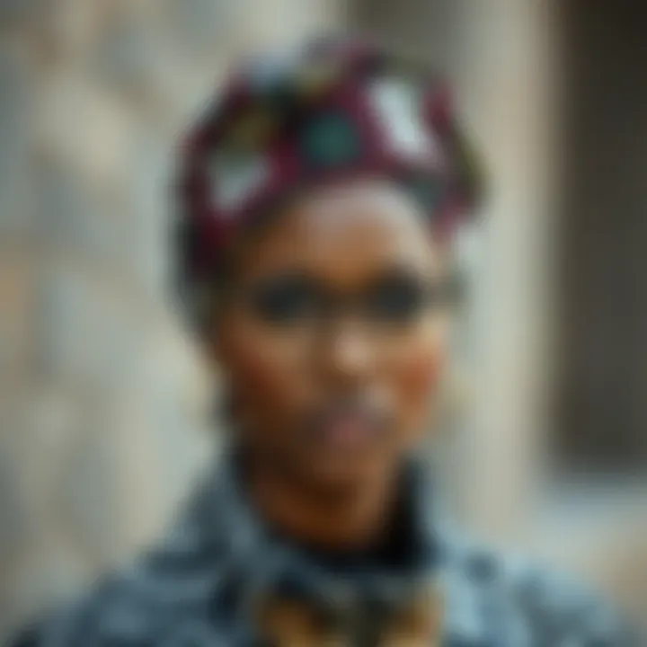 Intricate Patterns in Head Wrap Design Stylish head wrap adorned with intricate patterns