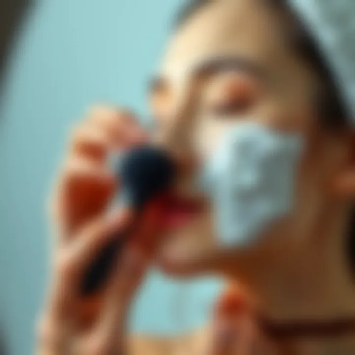 User applying an electric exfoliating brush on the face