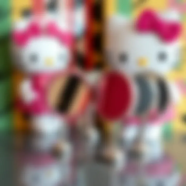 Artistic Display of Hello Kitty Mirrors An artistic display of Hello Kitty mirrors against a colorful backdrop.