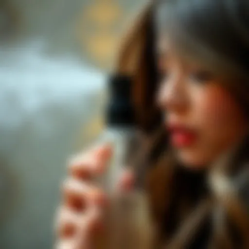 Close-up of an automatic spray bottle misting hair