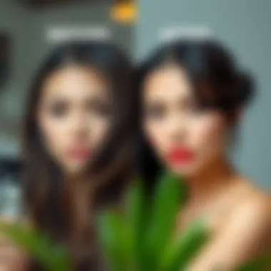 Before and after hair results using an automatic spray bottle