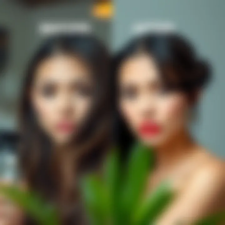 Before and after hair results using an automatic spray bottle