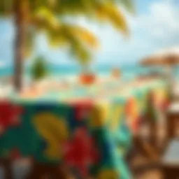 Vibrant beach table cloth showcasing a tropical pattern