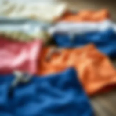 Exploring Fabric Choices for Beach Shorts Different fabrics for beach shorts laid out