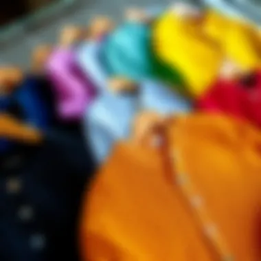 Colorful Button-Up Waffle Knit Tops Stylish arrangement of button-up waffle knit tops in various colors