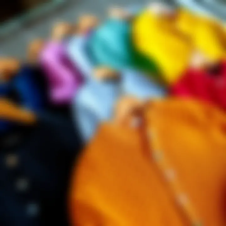 Colorful Button-Up Waffle Knit Tops Stylish arrangement of button-up waffle knit tops in various colors