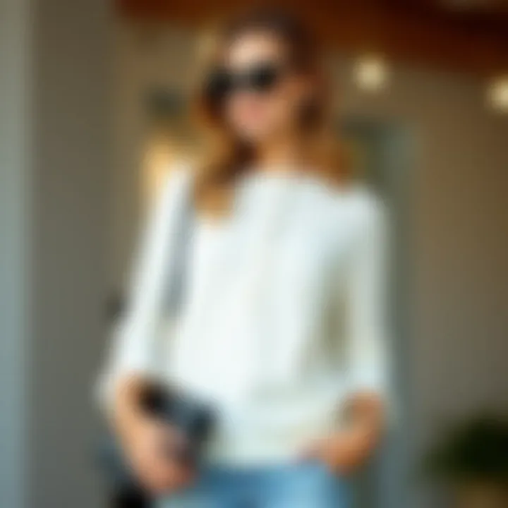 Styling Tips for Waffle Knit Tops Fashion styling of a button-up waffle knit top paired with accessories