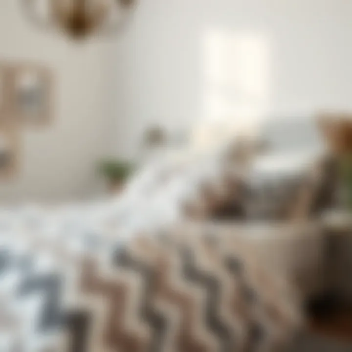 Stylish chevron bedding integrated in a chic interior decor