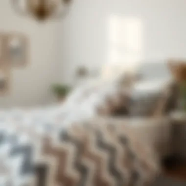 Chic Interior with Chevron Bedding Stylish chevron bedding integrated in a chic interior decor