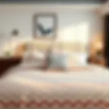 Elegant chevron pattern bedding set showcased in a modern bedroom