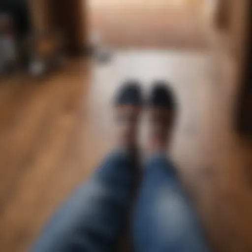 Cozy socks on hardwood floor showcasing comfort