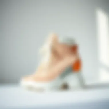 A stylish pair of chunky wedge sneakers showcased against a minimalist backdrop.