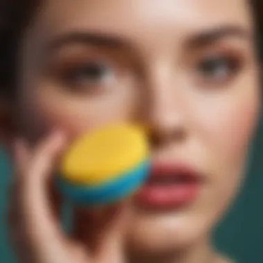 Close-up of a person cleaning a reusable makeup sponge