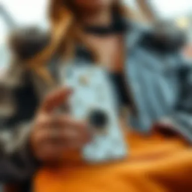 A fashionable setting with a clear star phone case as an accessory.