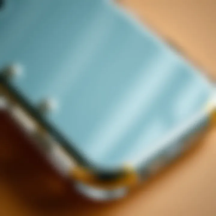 Close-up of a clear star phone case highlighting its materials.