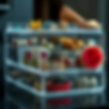 Neatly arranged stackable acrylic organizers filled with colorful accessories