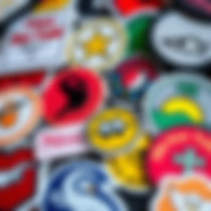 Diverse Designs of Adhesive Patches Close-up view of colorful adhesive patches highlighting diverse designs and materials