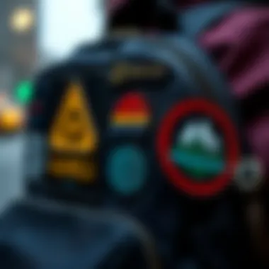 Sustainable Adhesive Patches for Fashion Eco-friendly adhesive patches made from sustainable materials displayed on a backpack