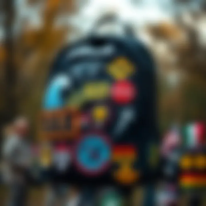 Cultural Significance in Patch Design Trendy backpack featuring a collection of patches reflecting cultural symbols and statements