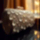 A close-up of a sparkling crystal evening bag showcasing intricate beadwork and design.