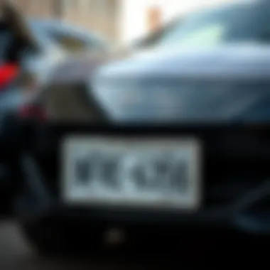 Stylish car with a decorative license plate frame enhancing its aesthetic appeal