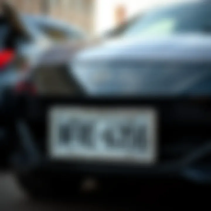 Stylish car with a decorative license plate frame enhancing its aesthetic appeal