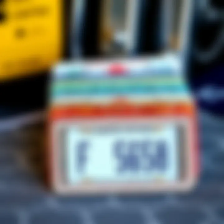 A variety of custom license plate frames displaying diverse styles and colors