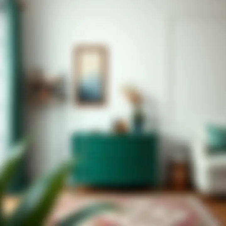 Elegant furniture piece wrapped in emerald green contact paper