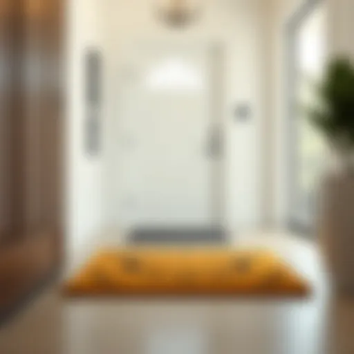 Stylish low pile indoor door mat in a modern entryway