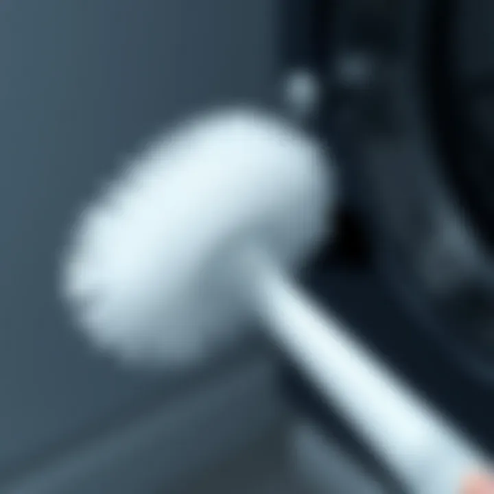 An illustration demonstrating the effective mechanism of a lint cleaning brush in action.