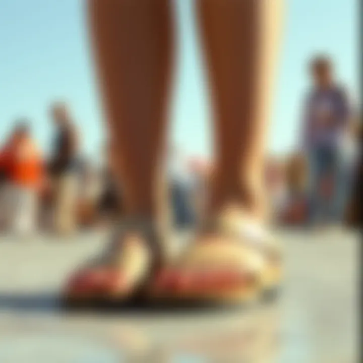 A graphic illustrating the evolution of Y2K sandals from past to present.