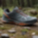 Detailed view of Merrell lightweight trail running shoes showcasing the innovative design.