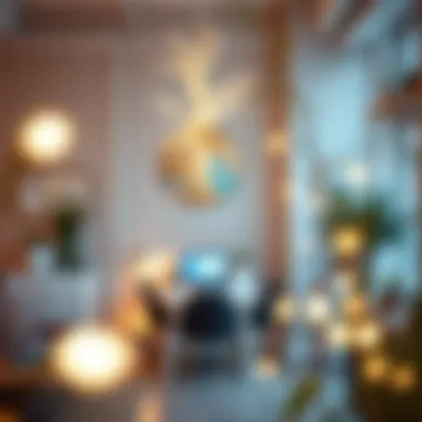 Contemporary Workspace with Stylish LED Lighting Stylish installation of LED willow branch lights in a contemporary workspace