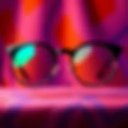 A stylish pair of big round oversized glasses showcased on a vibrant background