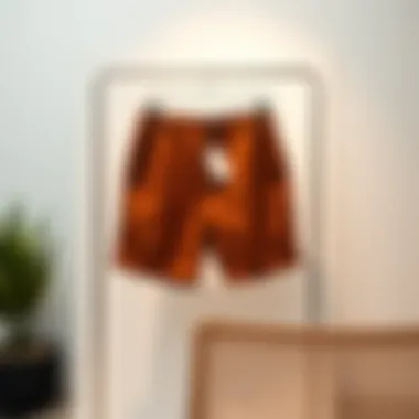 Stylish Brown Cow Shorts Showcase Stylish brown cow shorts displayed on a minimalist backdrop