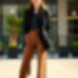 Chic business casual outfit with blazer and tailored trousers