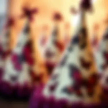 Detailed Butterfly Patterns on Party Hats A close-up view of intricate butterfly designs on a party hat