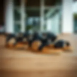 Stylish black strappy sandals on a wooden surface
