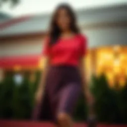 Elegant casual skirt ensemble with vibrant colors
