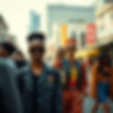 Diverse Fashion Styles in Urban Settings A vibrant city street showcasing diverse fashion styles