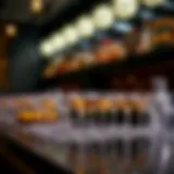 Elegant arrangement of clear plastic cocktail glasses on a table.