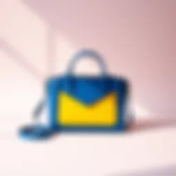 Vibrant colorblock shoulder bag displayed on a minimalist background
