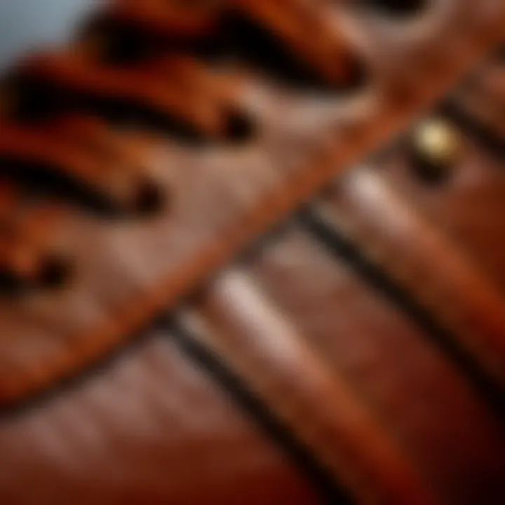 Premium Leather Texture Close-up of premium leather texture used in Onitsuka Tiger shoes
